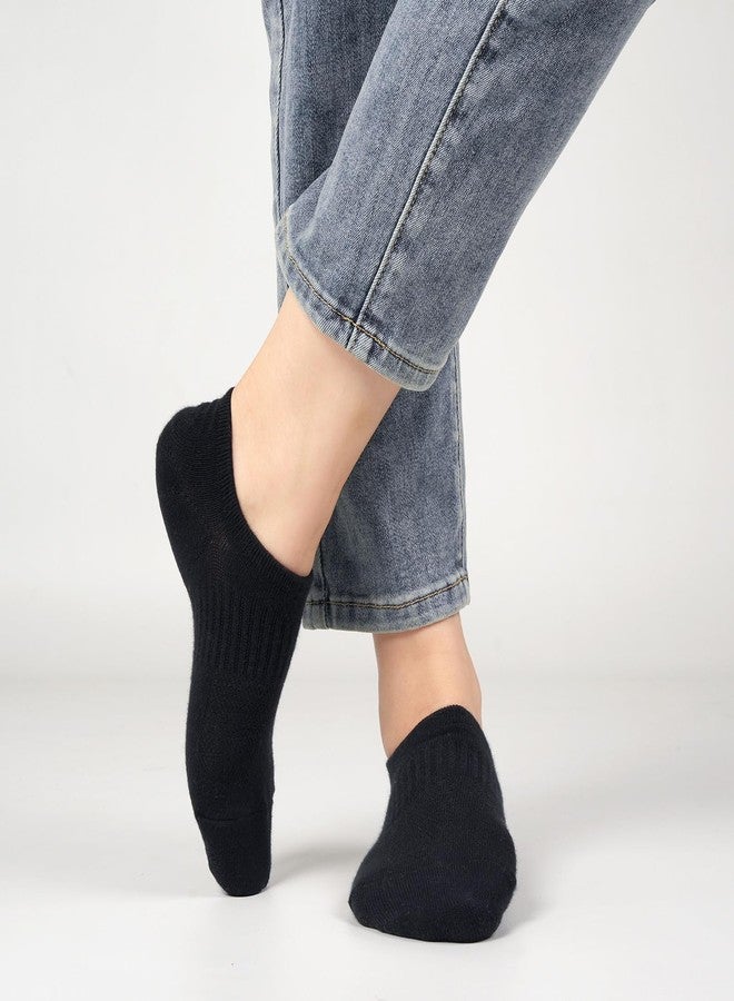 floconssy No Show Socks Womens Low Cut Cotton Ankle Socks for Sneakers Non Slip Invisible Athletic Running Liner Footies White Black 6 Pairs - Image 5